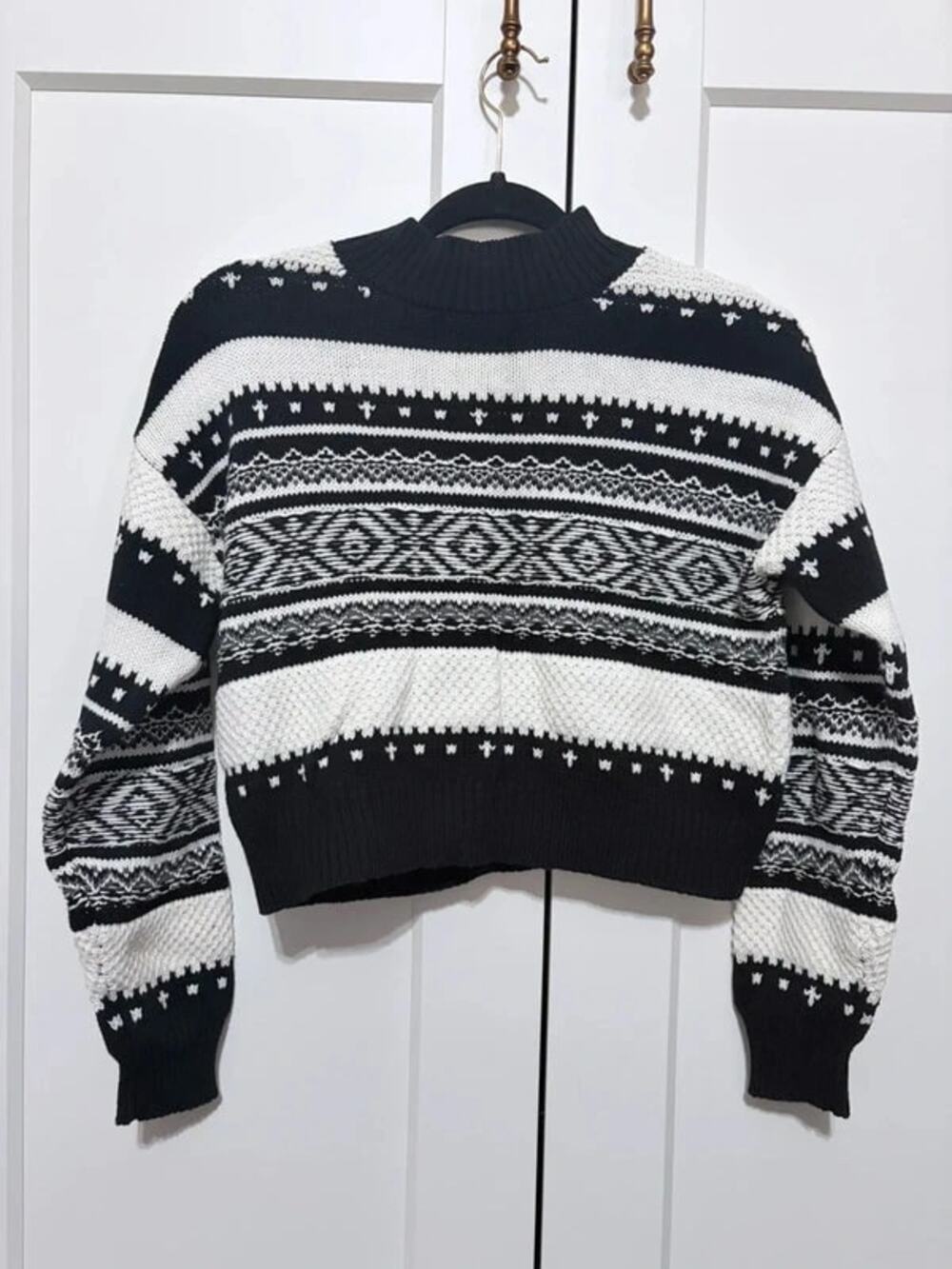 Y2K Apres Ski Fair Isle Crop Sweater